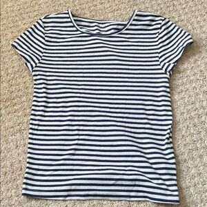 American Eagle Outfitters Navy and White Striped Short Sleeve Tee Size M